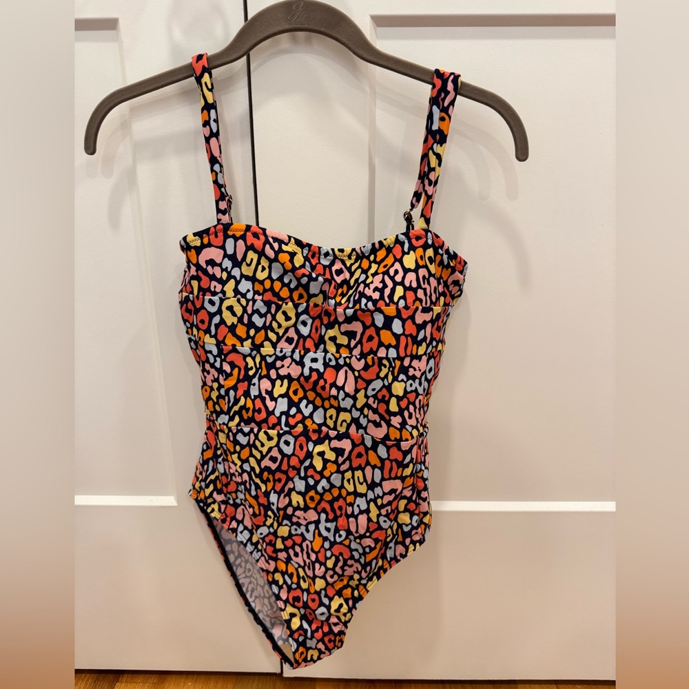 NWOT Summersalt Colorful Leopard The Wide Strap Oasis One Piece Swimsuit Sz 4